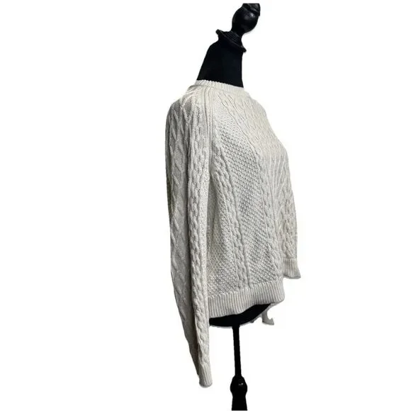 J Crew Cotton cable-knit crewneck sweater Women’s Size S Cotton Fisherman Core - Picture 3 of 6